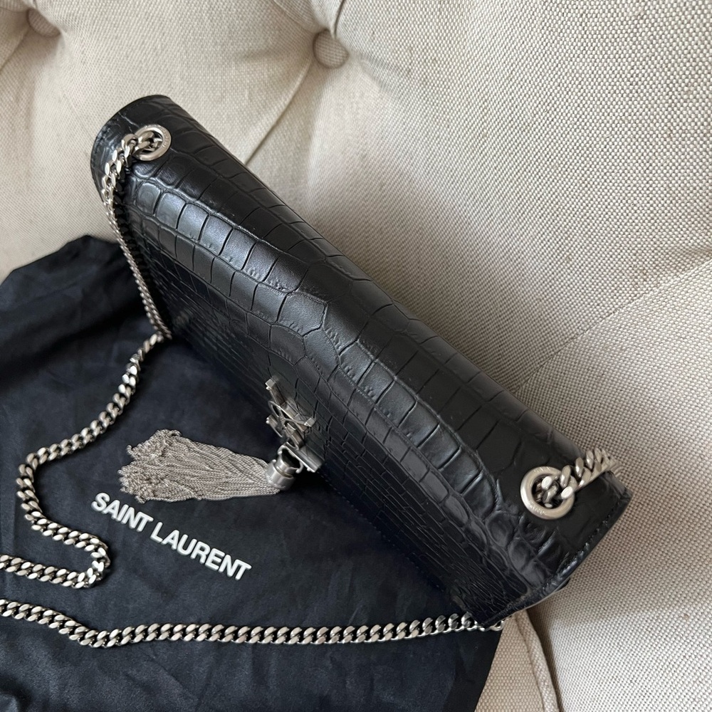 Saint Laurent YSL Kate Medium Croc Embossed Tassel bag crossbody/shoulder - Picture 3 of 13
